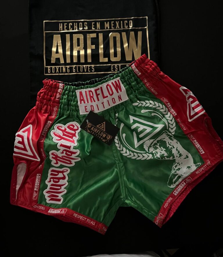 Airflow Muay Thai Shorts Green/Red (Mexican Style)