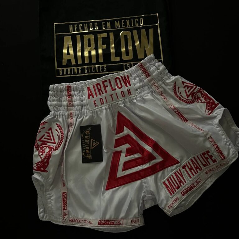 Airflow White/Red Muay Thai Shorts